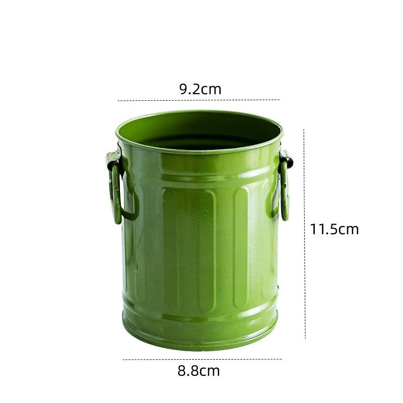 Cylindrical wrought iron pen holder DIY creative desktop storage bucket multifunctional stationery pen holder