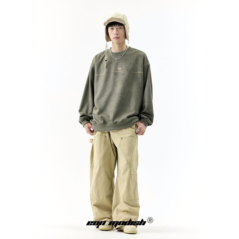 Retro Simple Versatile Loose Crewneck Sweatshirt