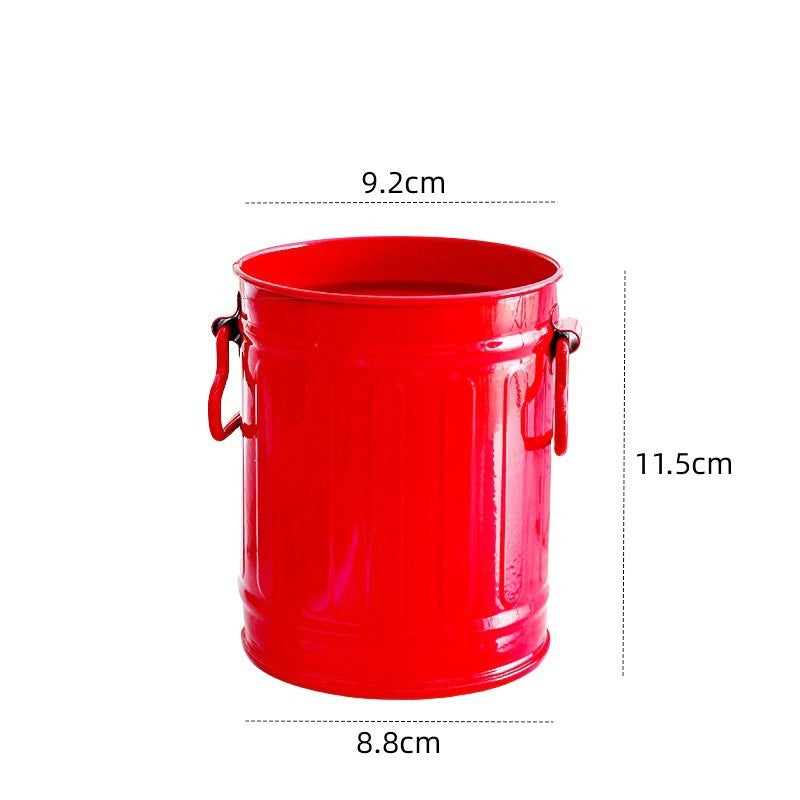 Cylindrical wrought iron pen holder DIY creative desktop storage bucket multifunctional stationery pen holder