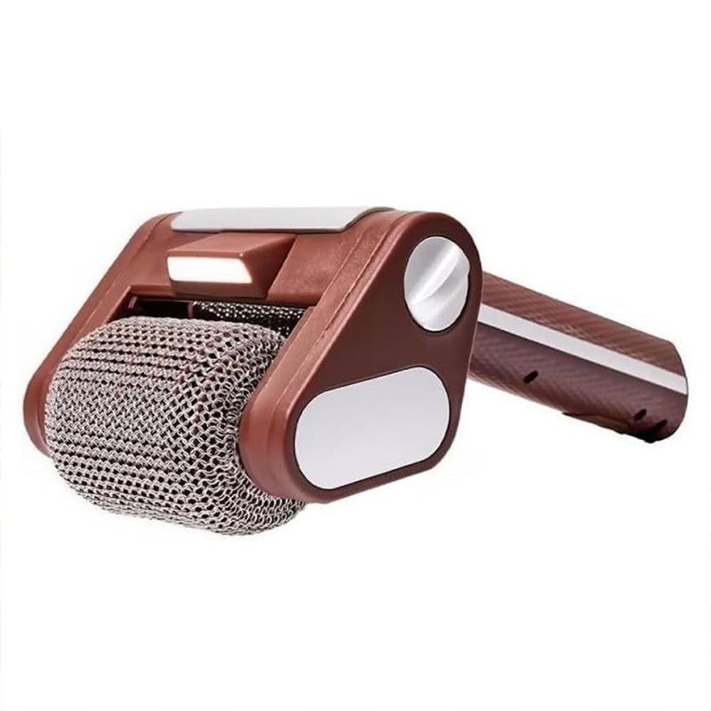 Rechargeable electric roller grill brush, stainless steel, replaceable heads, home cleaning tool, barbecue accessory.