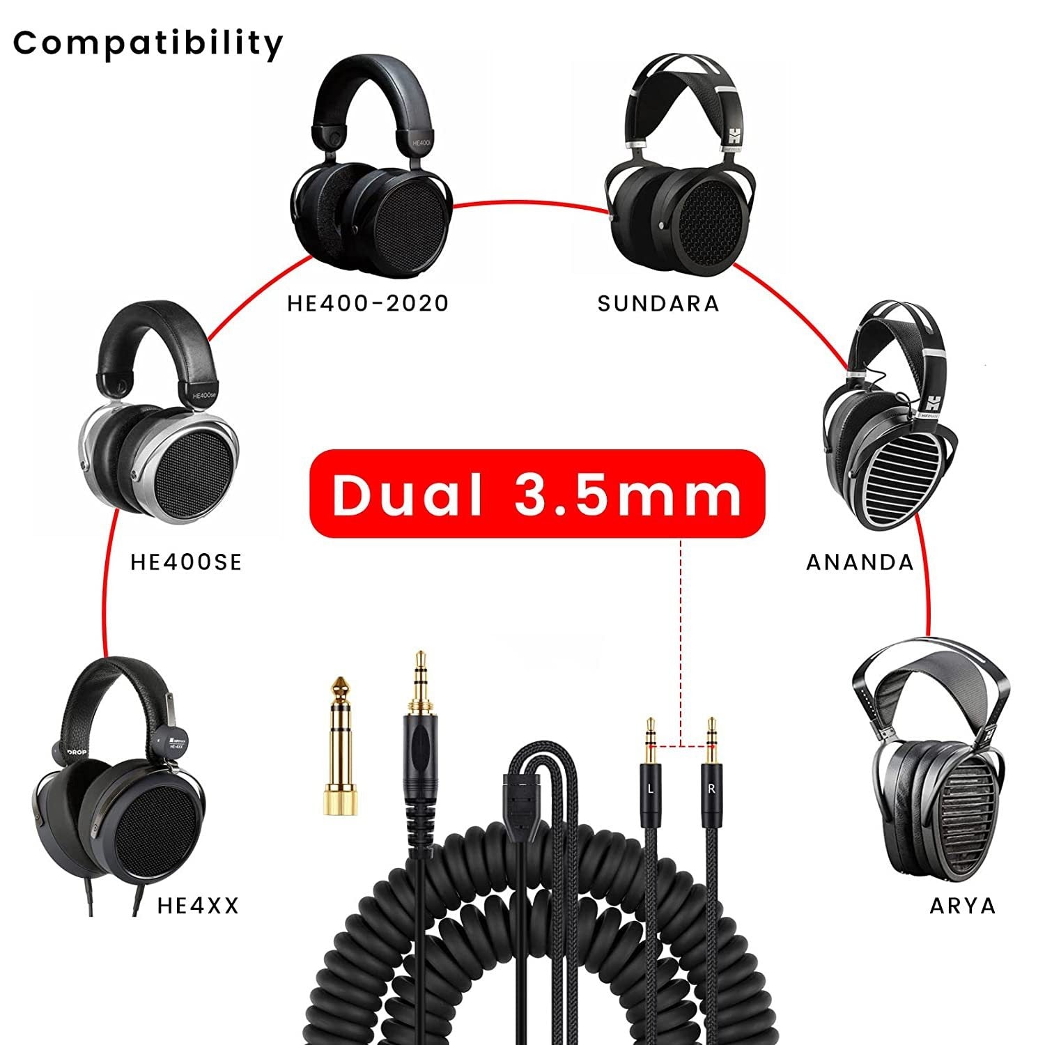 Suitable for Tianlong AH-D7100 7200 D600 D9200 5200 dual 3.5mm headphone spring cables