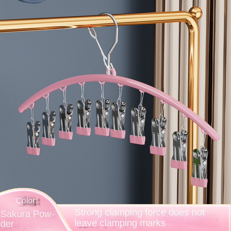 Clothes Hanger with Multiple Clips for Home Use Retractable Travel Space-Saving Indoor Bra and Panty Drying Rack Circular Design for Balcony