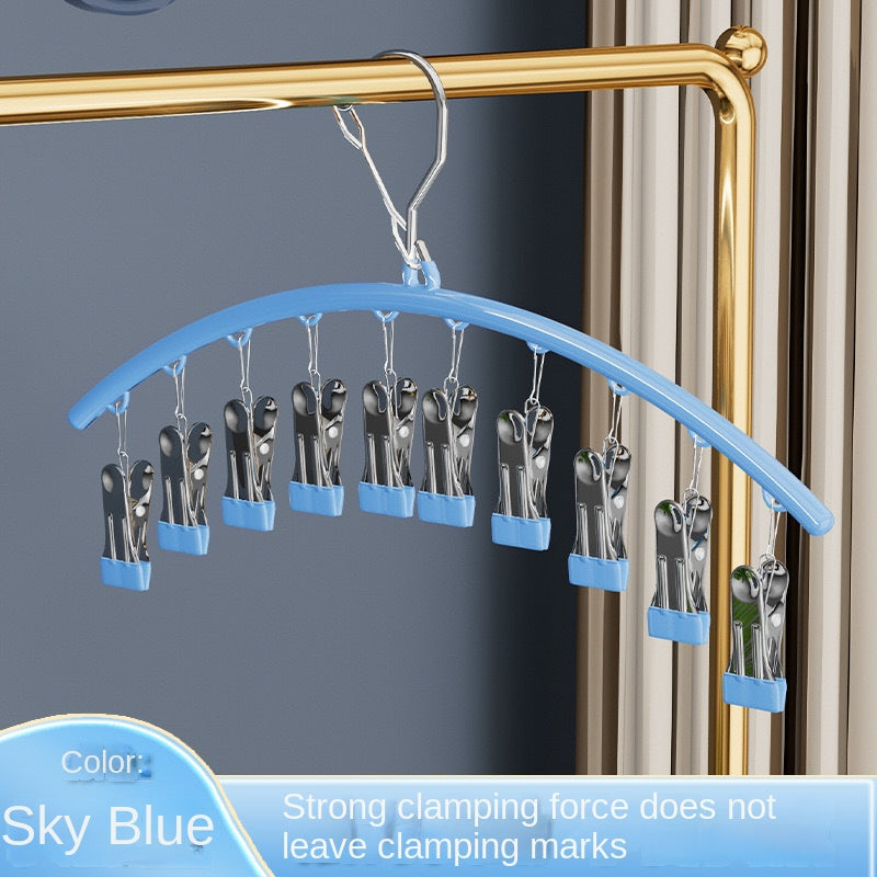 Clothes Hanger with Multiple Clips for Home Use Retractable Travel Space-Saving Indoor Bra and Panty Drying Rack Circular Design for Balcony