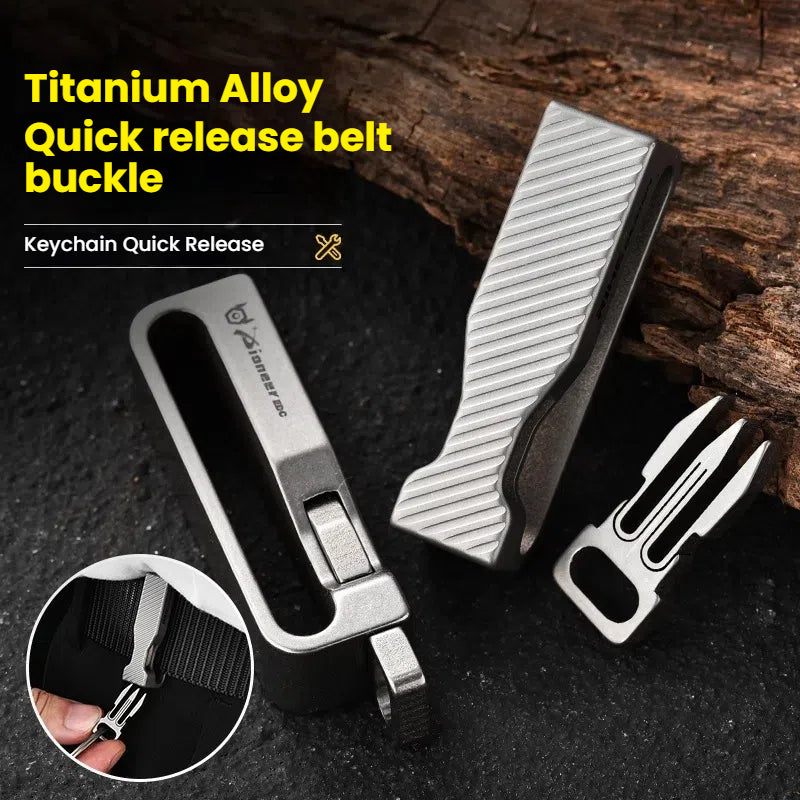 Titanium Waist Belt Buckle & Keychain. Portable EDC Outdoor Tool