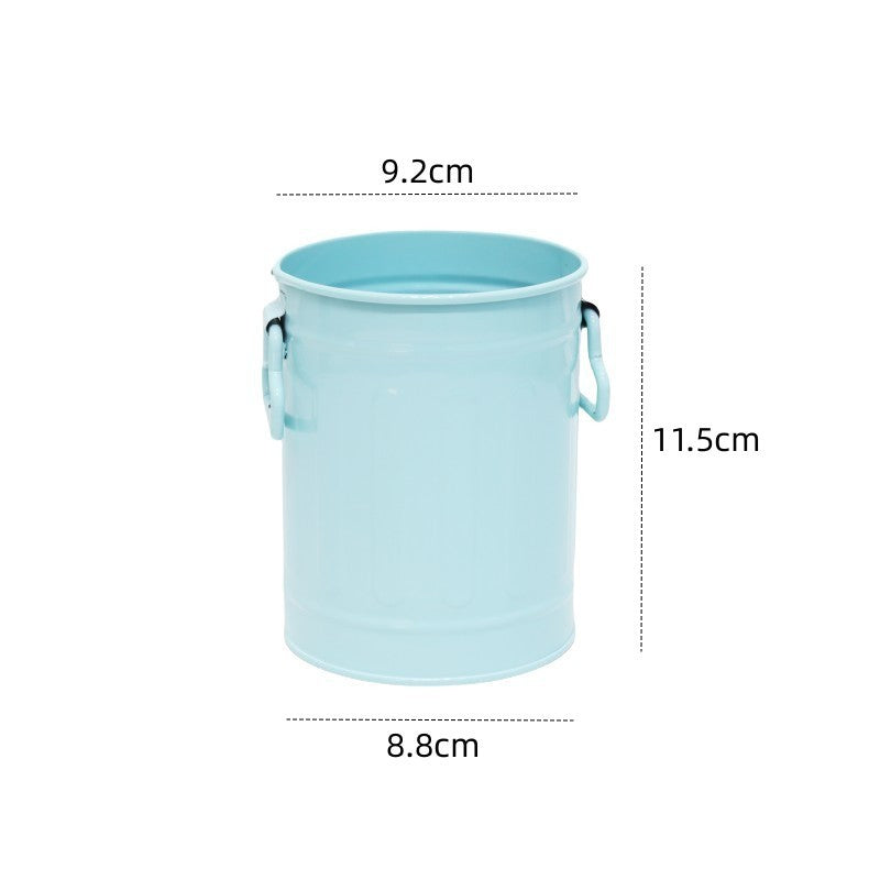 Cylindrical wrought iron pen holder DIY creative desktop storage bucket multifunctional stationery pen holder