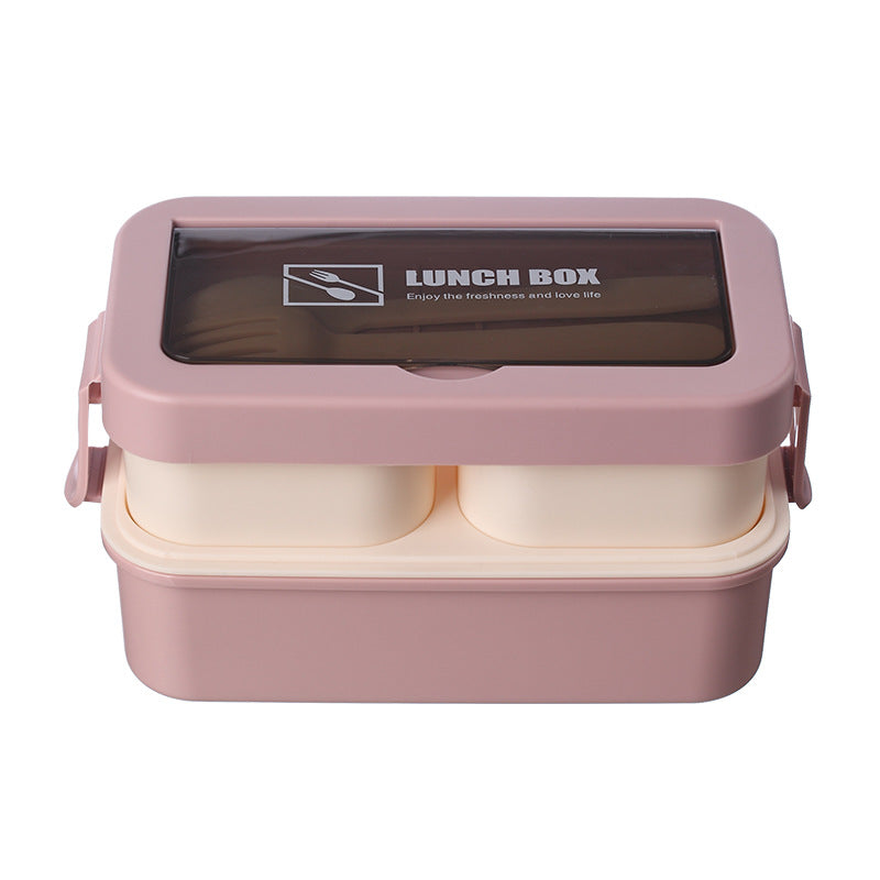 Stylish and simple microwaveable double-layered lunch box for storing lunch boxes