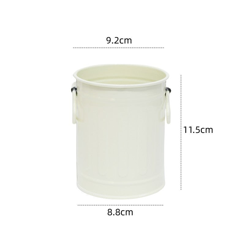 Cylindrical wrought iron pen holder DIY creative desktop storage bucket multifunctional stationery pen holder