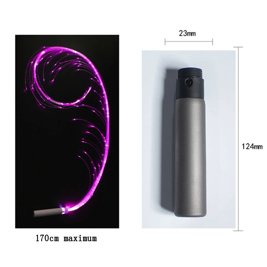 USB Rechargeable LED Fiber Optic Whips 360° Swivel Optical Whips Multi-color Disco RGB Dancing Glowing Whip Sparkle Flow string