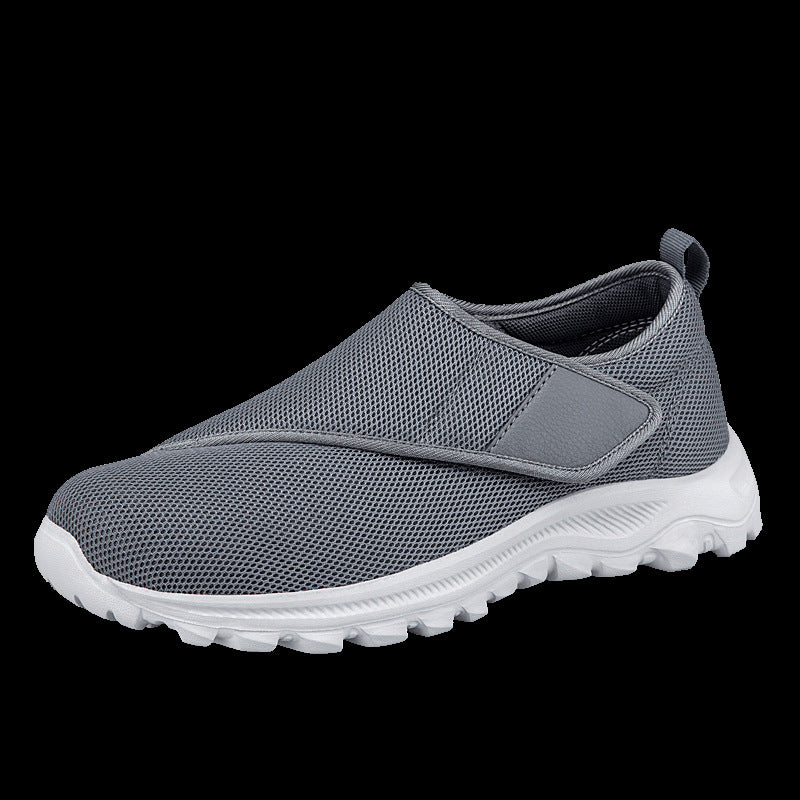 Elderly shoes men's chubby feet swollen feet, special health shoes sports shoes single buckle with dad's shoe mesh