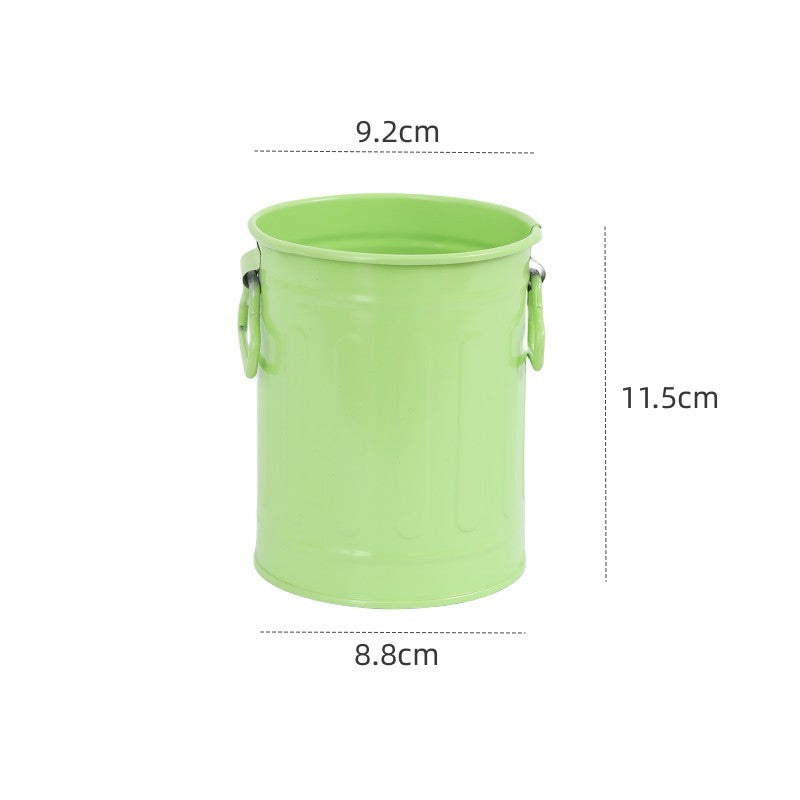 Cylindrical wrought iron pen holder DIY creative desktop storage bucket multifunctional stationery pen holder