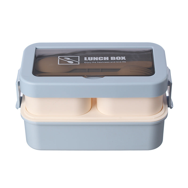 Stylish and simple microwaveable double-layered lunch box for storing lunch boxes