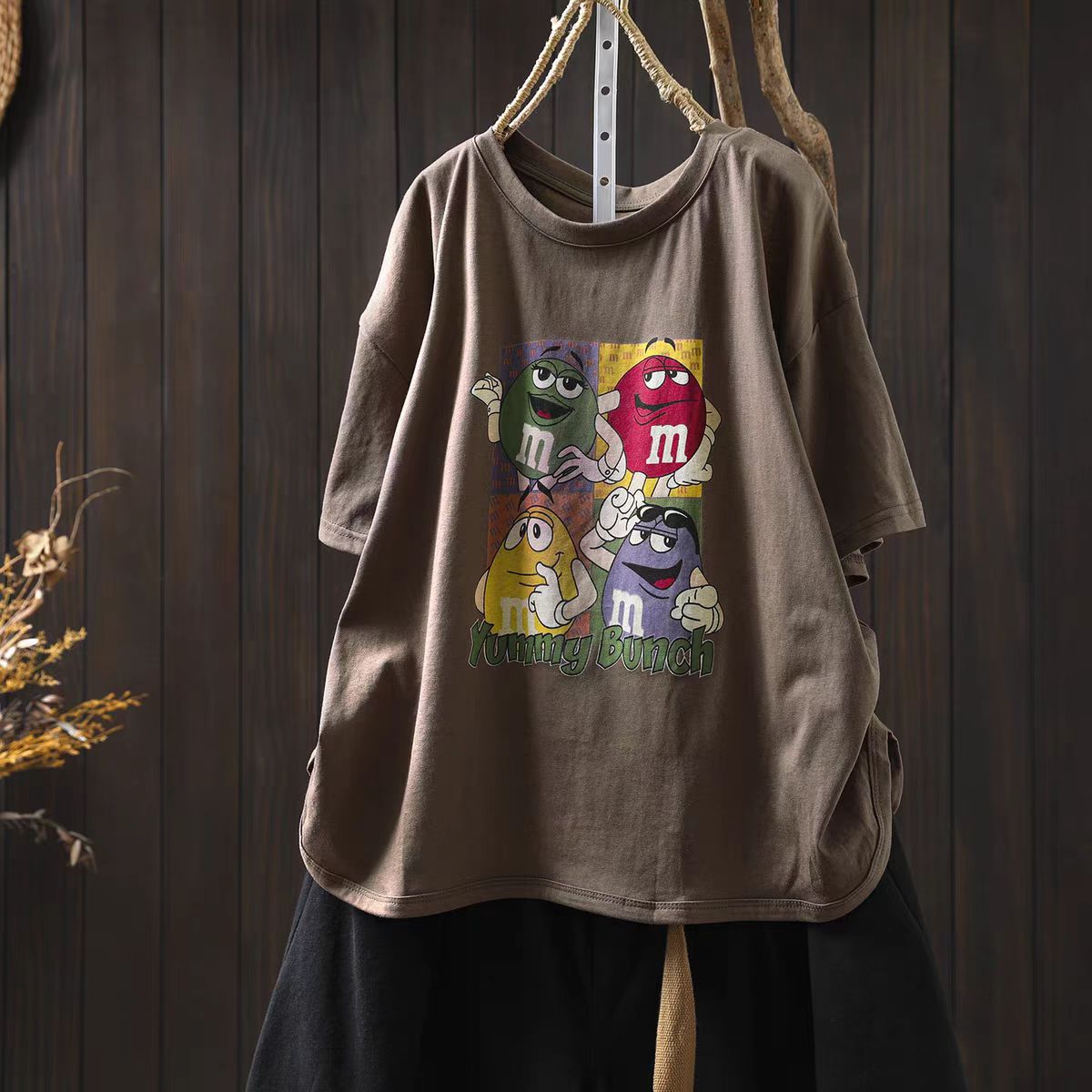 Cartoon Print White Cotton Short Sleeve Women's T-Shirt New Loose Plus Size Round Neck Slimming Body Covering Pullover Top