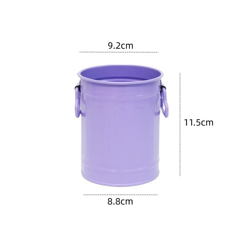 Cylindrical wrought iron pen holder DIY creative desktop storage bucket multifunctional stationery pen holder