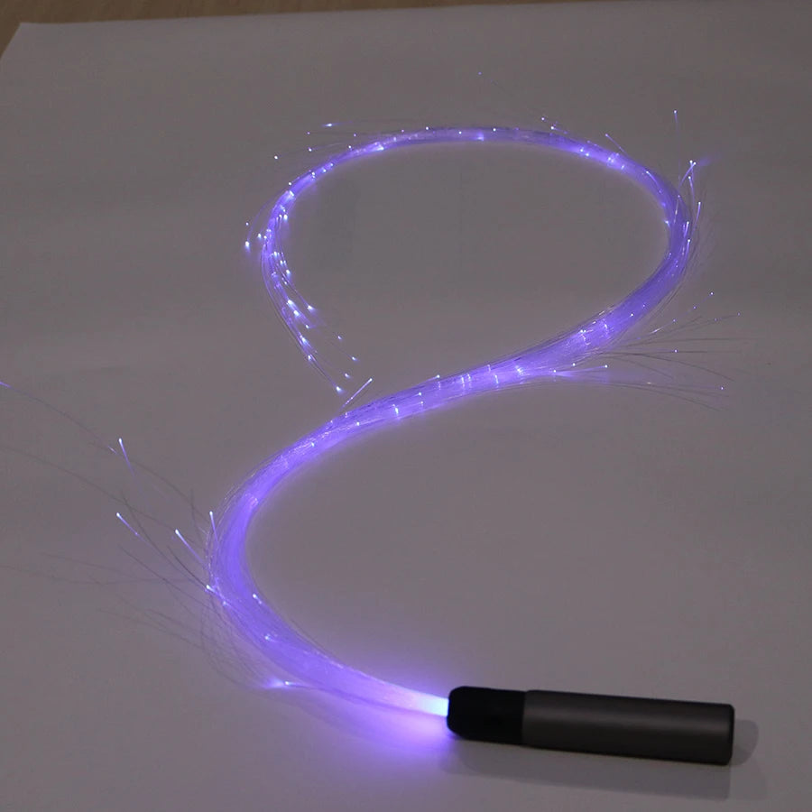 USB Rechargeable LED Fiber Optic Whips 360° Swivel Optical Whips Multi-color Disco RGB Dancing Glowing Whip Sparkle Flow string