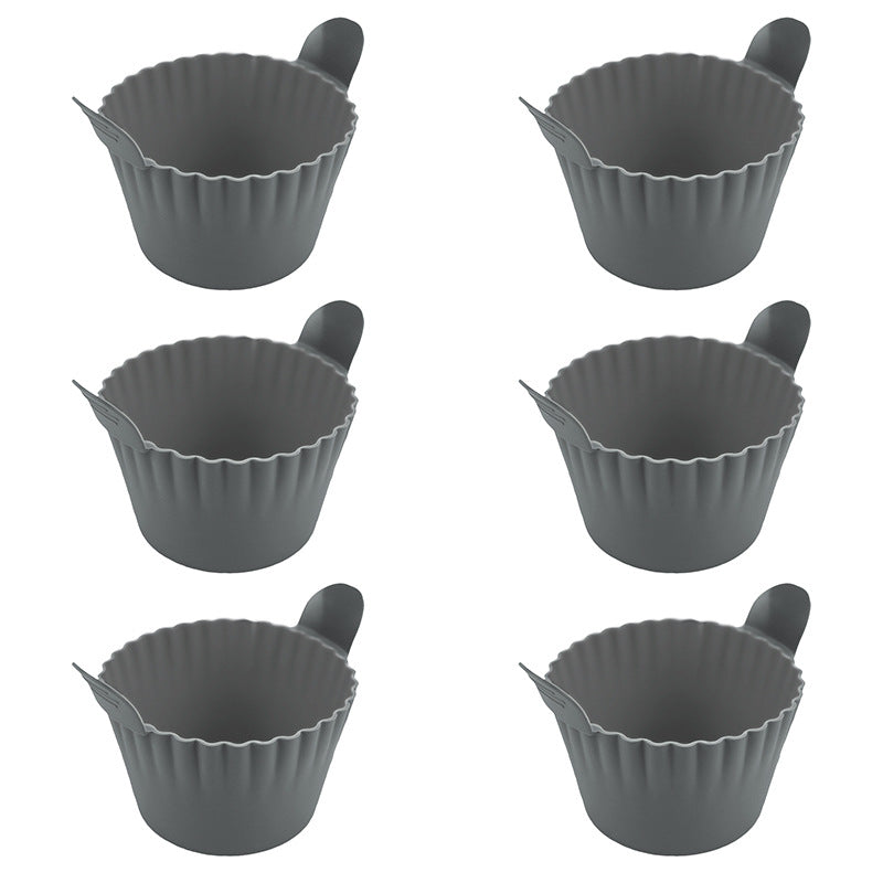 4-6 reusable silicone air fryer liners & baking cups – non-stick kitchen tools for eggs, cakes, meatballs.